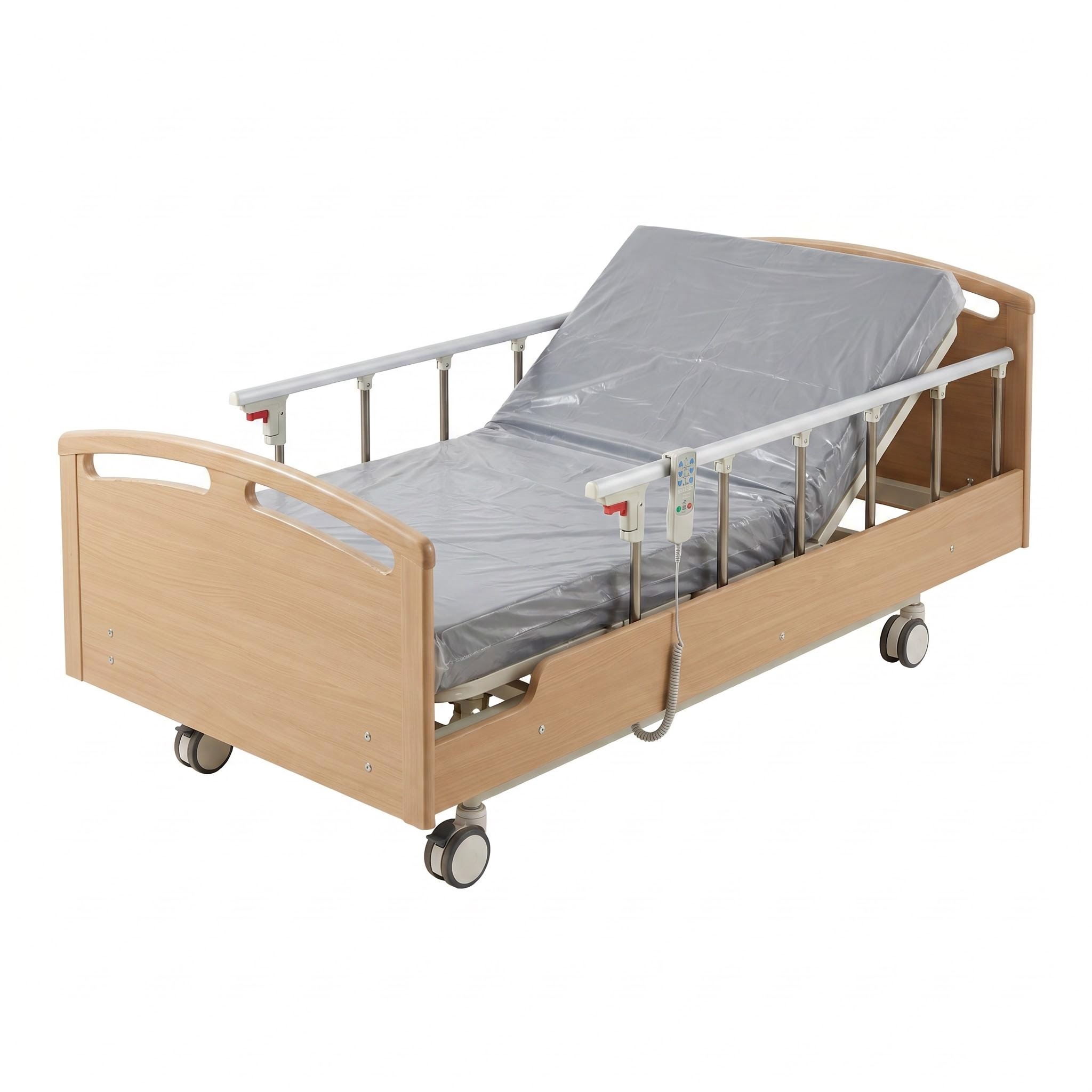 Three Function Electric Hospital Bed with Wooden Side Panels