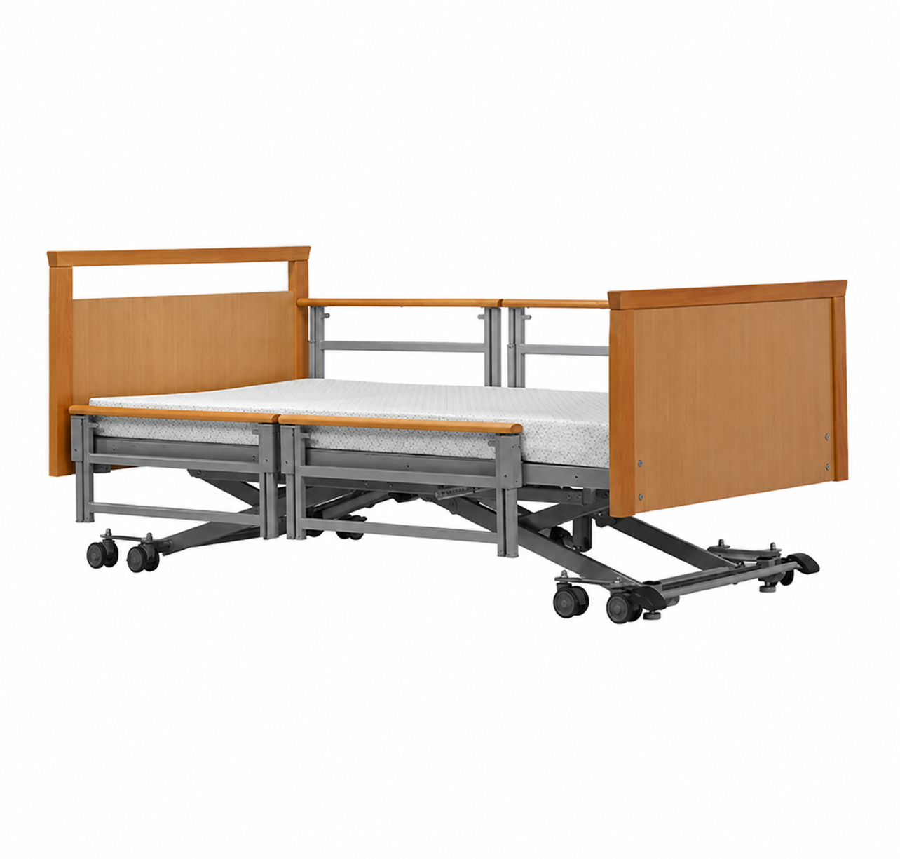 Medical 5 Function Electric Nursing Bed with Wooden Side Rails