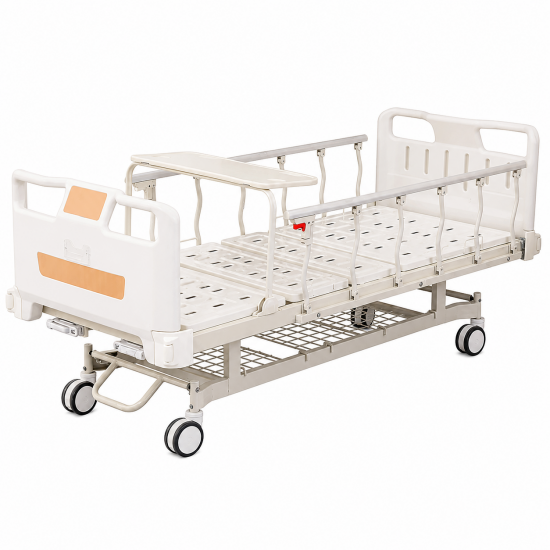 Heavy-Duty Manual Two-Crank Hospital Bed with Hydraulic Folding Table
